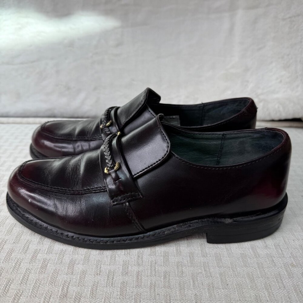 Mens Leather Penny Loafers Size 7.5 D Vibram Sole slip -On